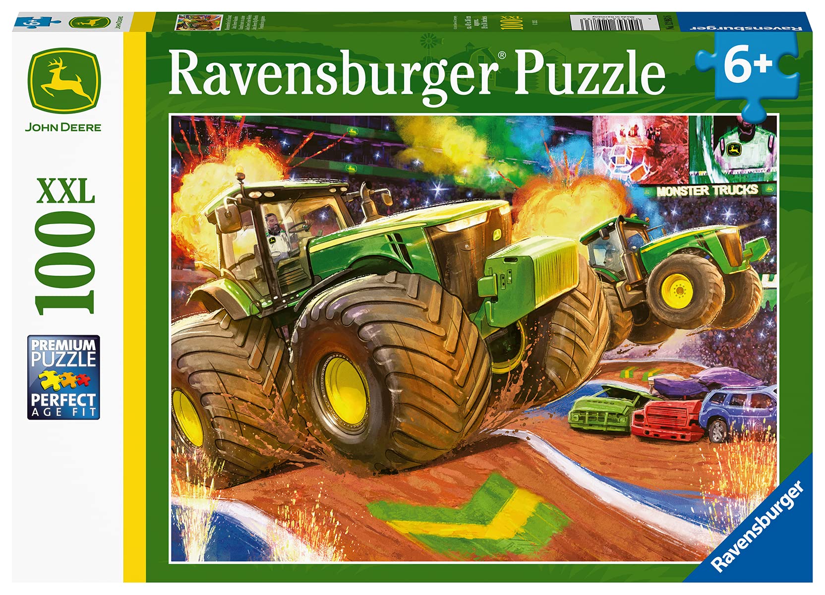 Ravensburger John Deere Big Wheels puzzle with colorful pieces boosts dexterity and visual matching.