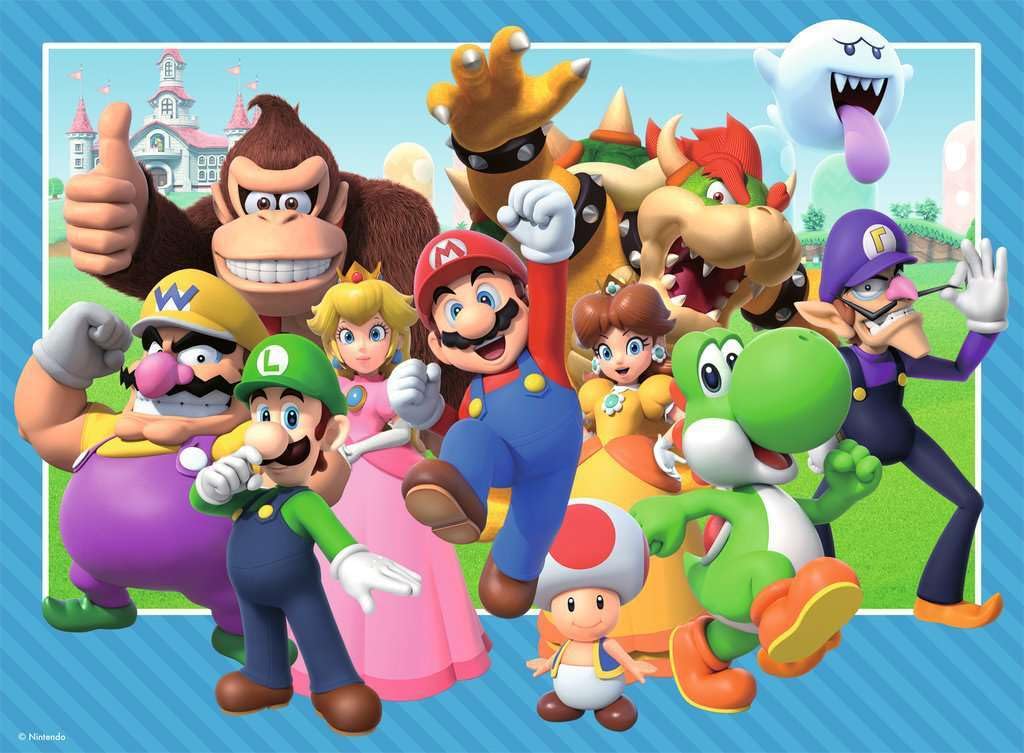 Ravensburger Lets-a-go Super Mario 100-piece puzzle in progress offering a satisfying challenge for kids.