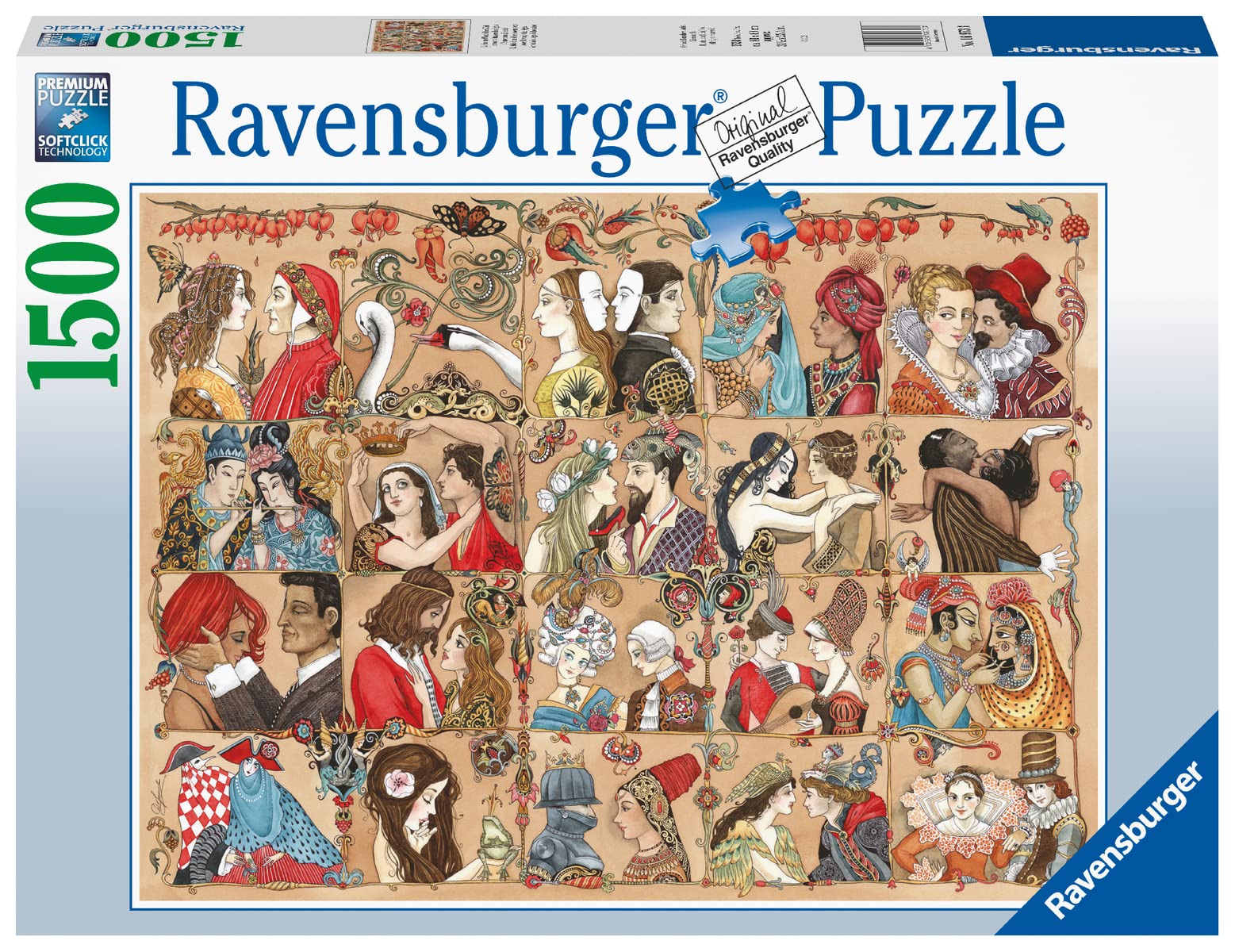 Ravensburger Love Through the Ages puzzle interlock highlighting premium fit.