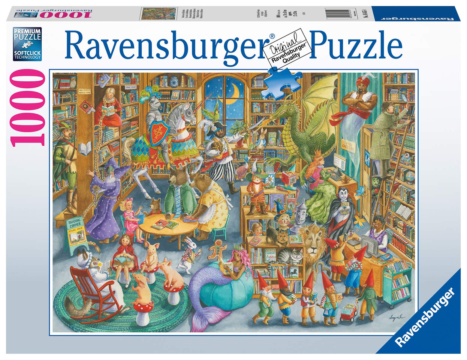 Ravensburger Midnight at The Library puzzle pieces arranged to interlock smoothly for a satisfying challenge