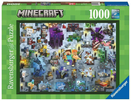 Ravensburger Minecraft 1000-piece puzzle close-up of characters for immersive play and focus