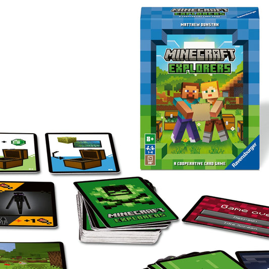 Ravensburger Minecraft Explorers box view, portable for on-the-go play.