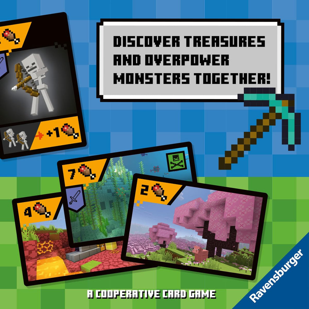 Ravensburger Minecraft Explorers monster cards add tense challenges.