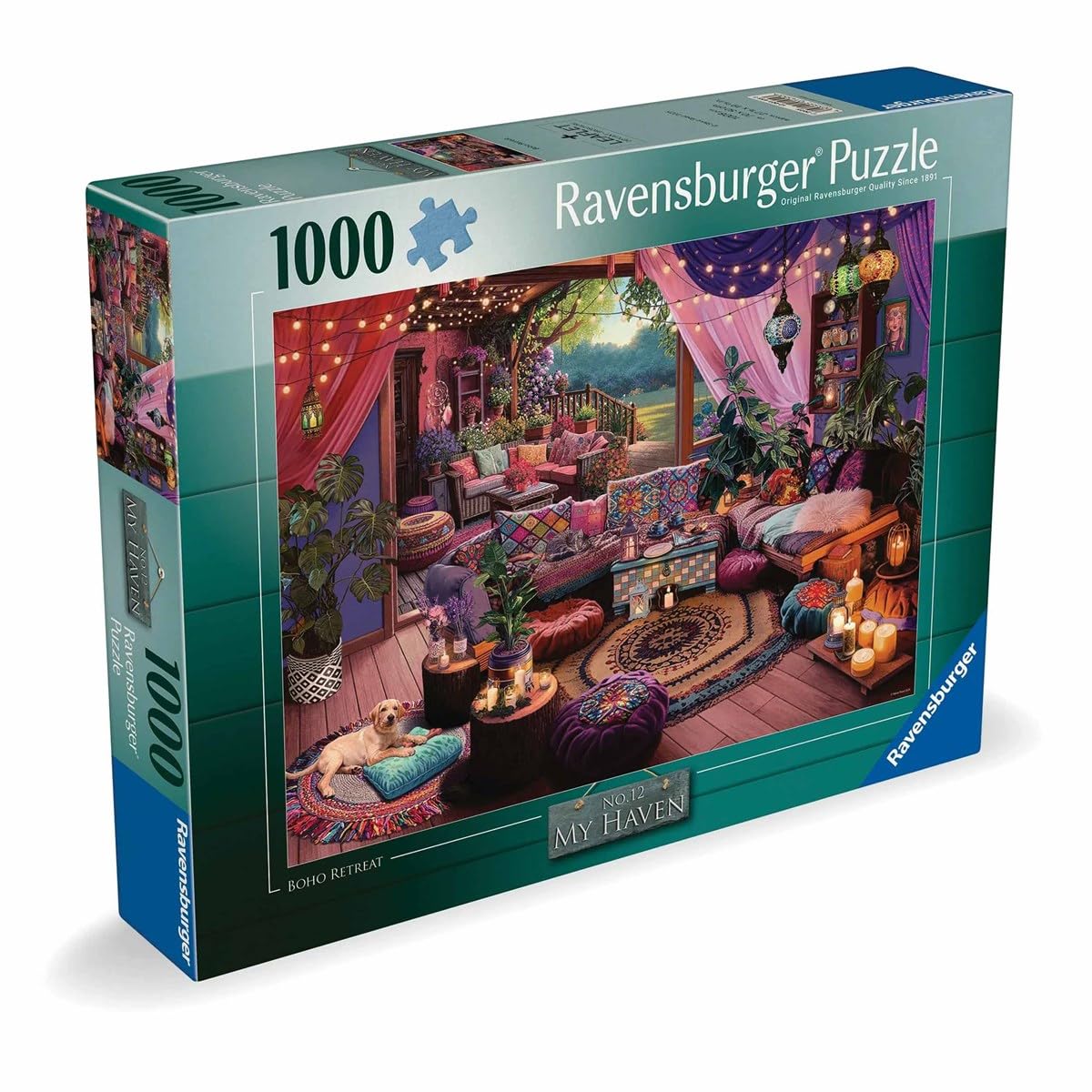 Ravensburger My Haven No.12 Boho Retreat cover image showing calming puzzle artwork
