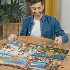 Ravensburger palm trees image invites calm focus during family puzzle night.