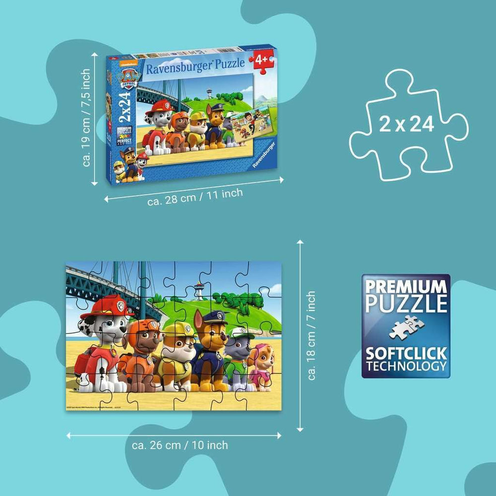 Ravensburger Paw Patrol puzzle on a tabletop setup for family playtime.