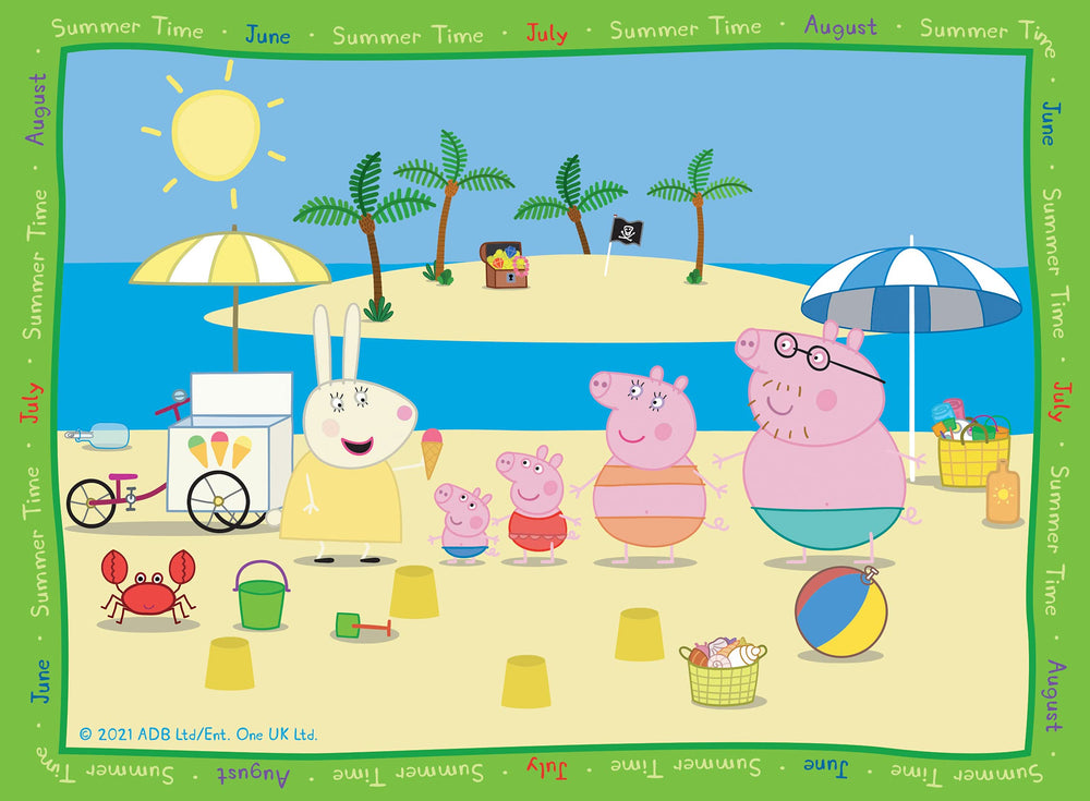 Ravensburger Peppa Pig Four Seasons puzzle colors stimulate visual matching and concentration skills.