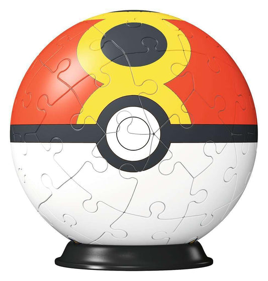 Ravensburger Pokeball puzzle-ball classic view highlighting easy-slot construction and display stand