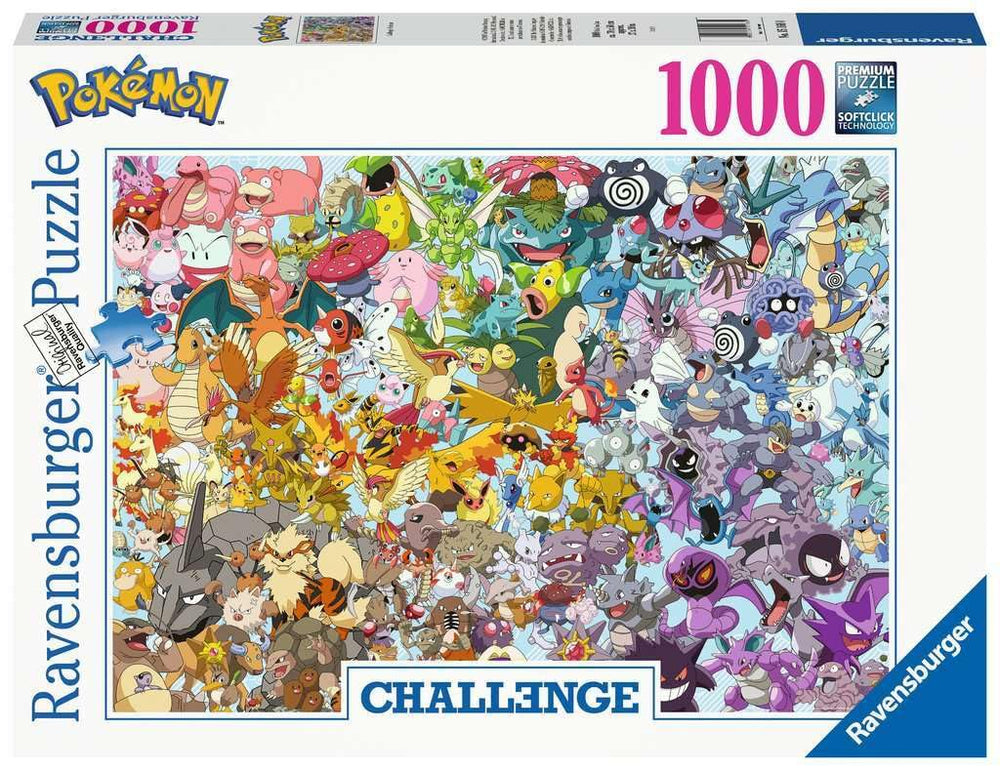 Ravensburger Pokémon 1000-piece challenge puzzle scene for a focused family puzzle session.
