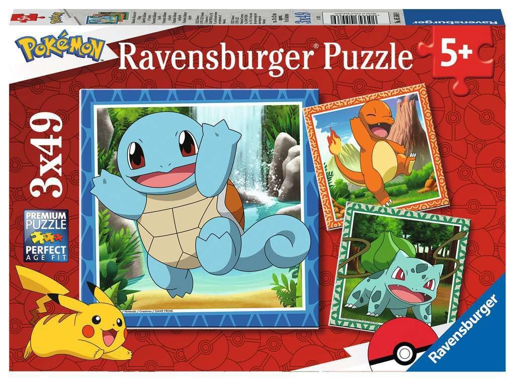 Ravensburger Pokemon 3x49-piece puzzle featuring Squirtle to promote concentration.