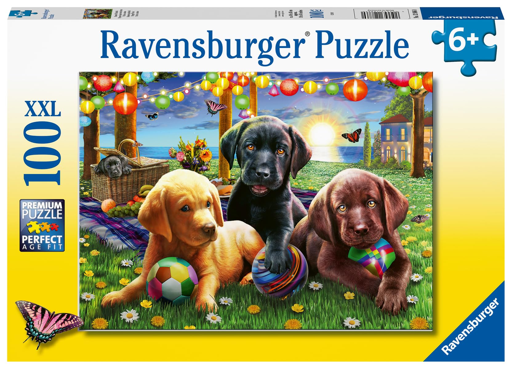 Ravensburger puppies playing ball scene helps kids build focus and problem-solving skills.