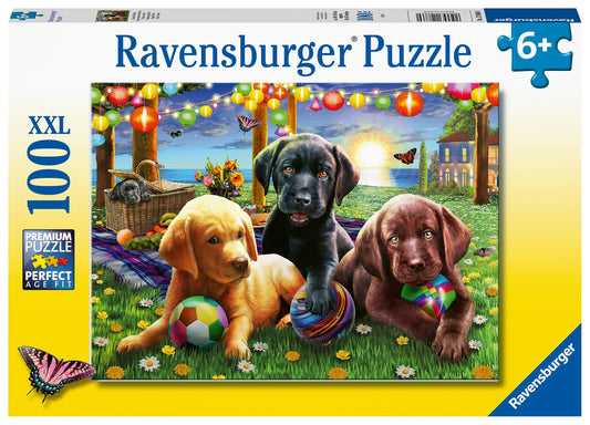 Ravensburger puppies playing ball scene helps kids build focus and problem-solving skills.