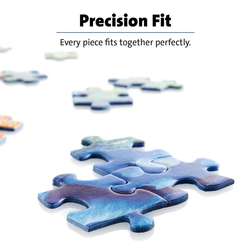 Ravensburger puzzle assembly on table for relaxed, focused sessions