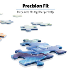 Ravensburger puzzle assembly on table for relaxed, focused sessions
