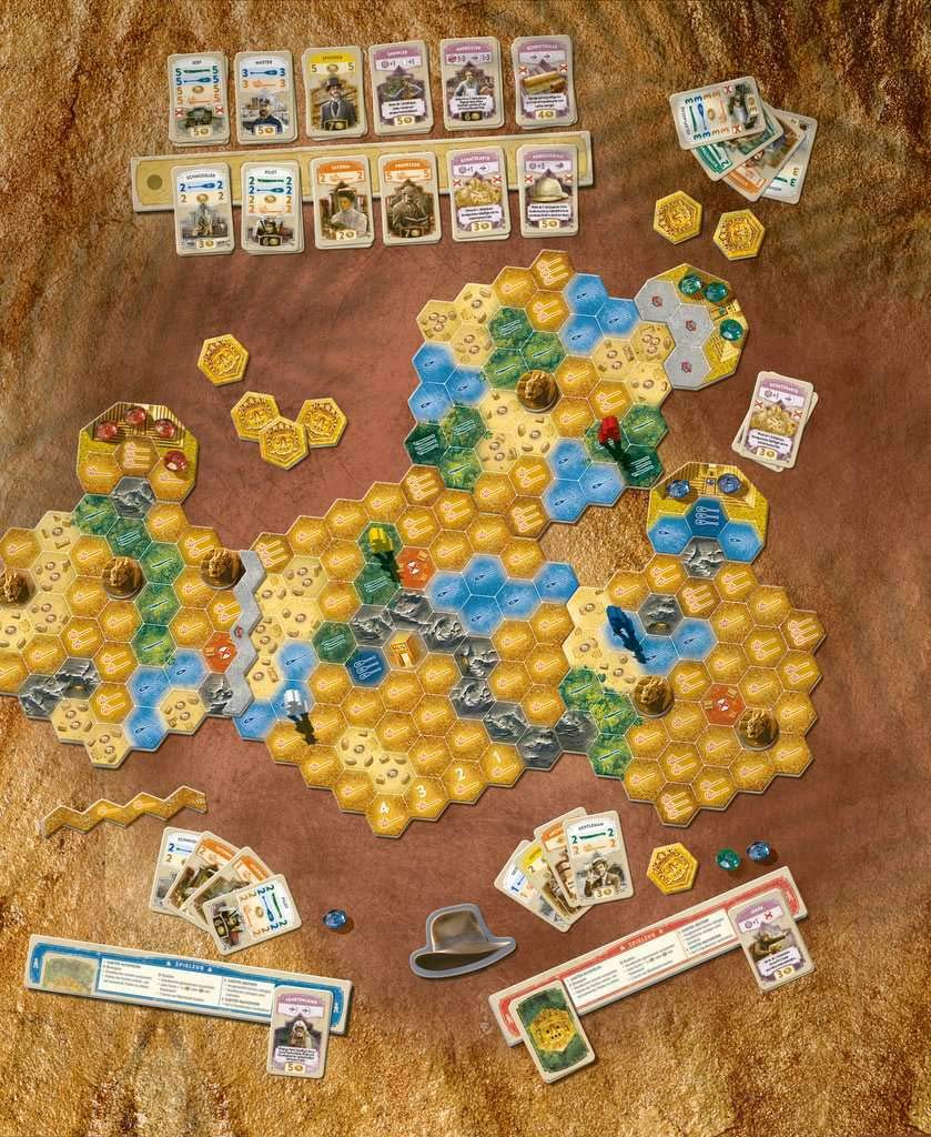 Ravensburger The Quest for El Dorado Golden Temples expansion expedition boards and pieces to streamline setup.