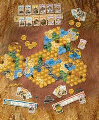 Ravensburger The Quest for El Dorado Golden Temples expansion expedition boards and pieces to streamline setup.