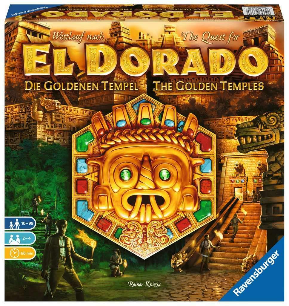 Ravensburger The Quest for El Dorado Golden Temples expansion starting tile and terrain pieces for new adventures.