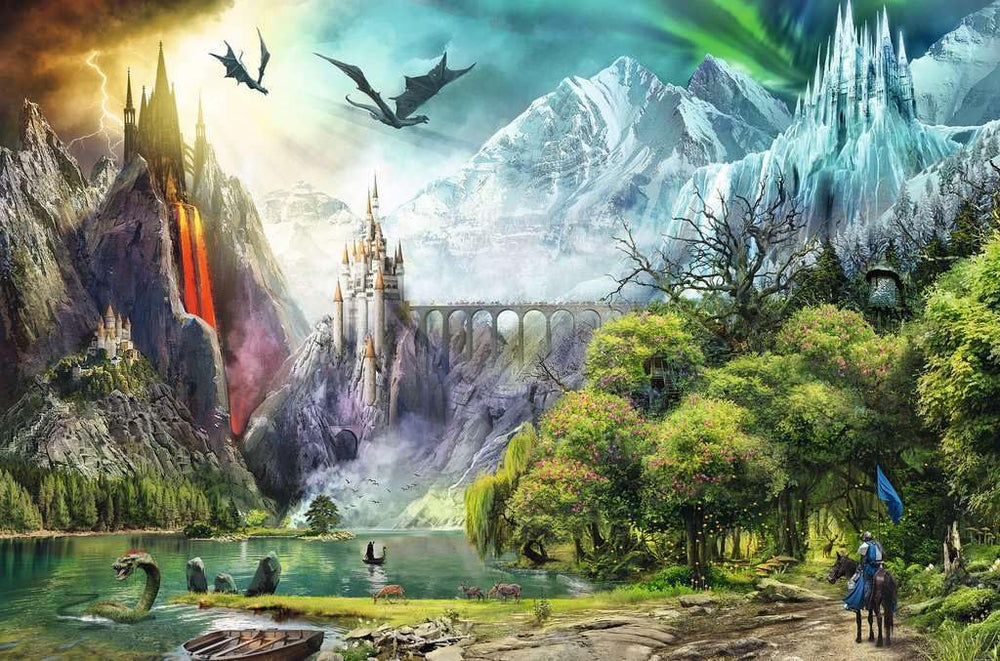 Ravensburger Reign of Dragons: castle and ice mountains landscape for family-friendly challenges
