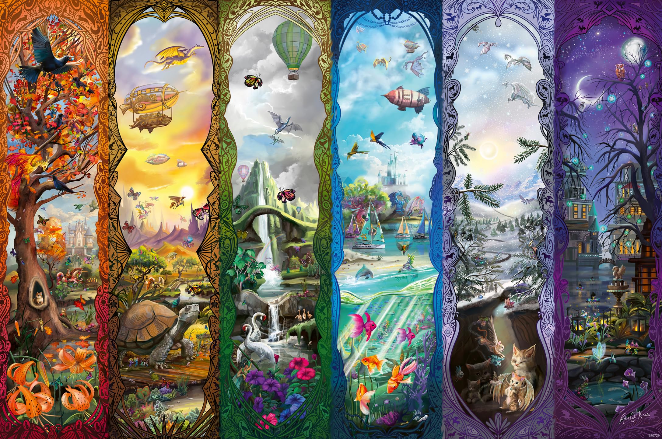 Ravensburger Six Portals 7000-piece puzzle box front, premium quality for a relaxing challenge with family.