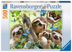 Ravensburger Sloth Selfie Puzzle cover artwork for a vibrant family puzzle night.