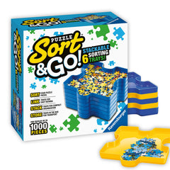 Ravensburger Sort and Go six interlocking trays for organized puzzle sorting and portability