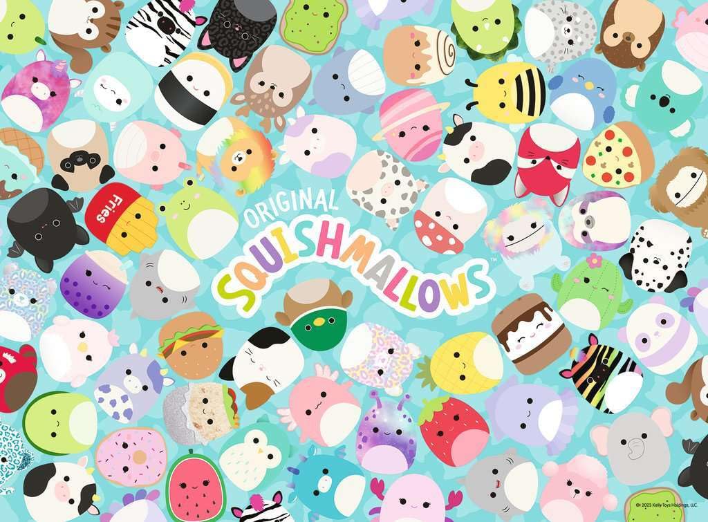 Ravensburger Squishmallows 200p XXL puzzle close-up highlights vibrant pieces for screen-free fun.