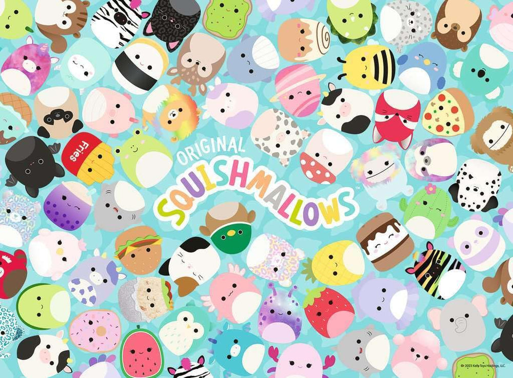 Ravensburger Squishmallows 200p XXL puzzle close-up highlights vibrant pieces for screen-free fun.