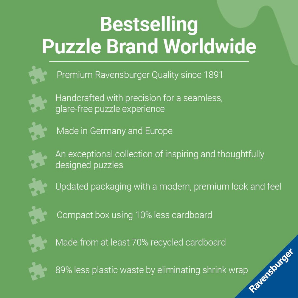 Ravensburger Stitch vibrant colors with a matte finish for glare-free puzzle viewing