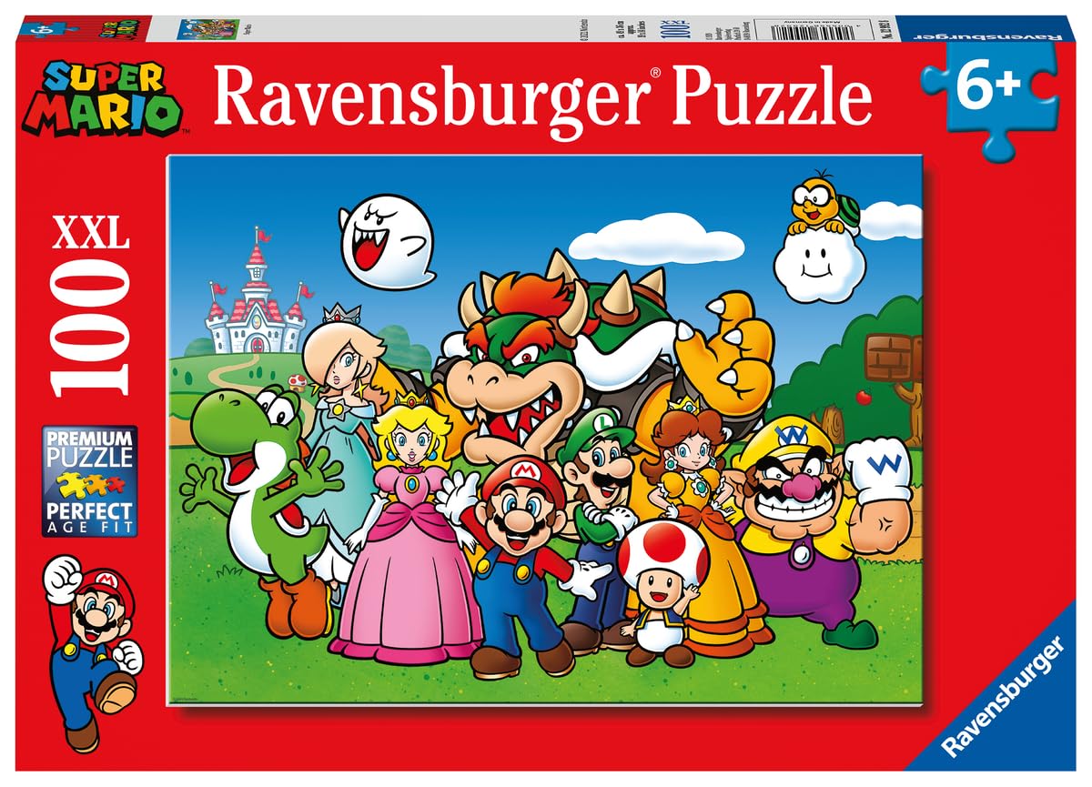 Ravensburger Super Mario 100-piece XXL puzzle featuring classic characters for focused play.