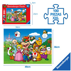 Ravensburger 49 x 36 cm completed puzzle showcasing vibrant Super Mario action.