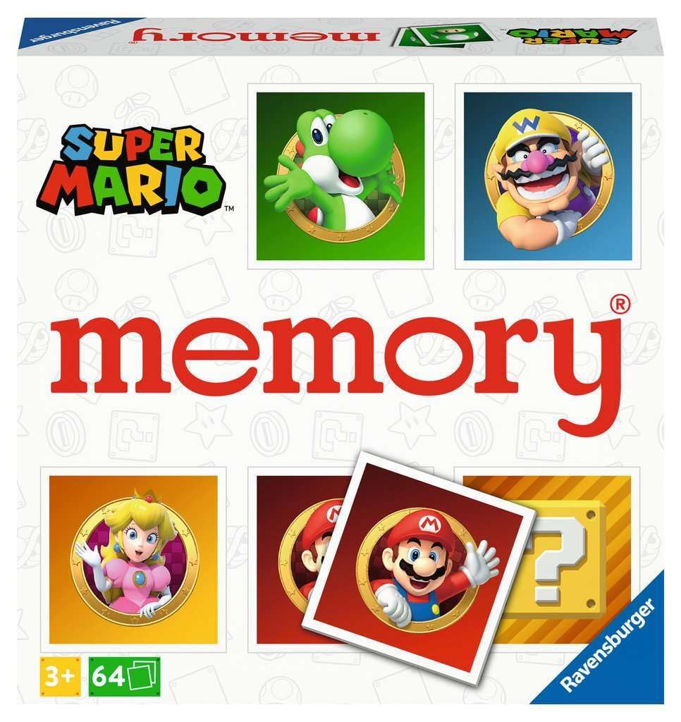 Ravensburger Super Mario Large Memory front view with 64 cards for quick family play.