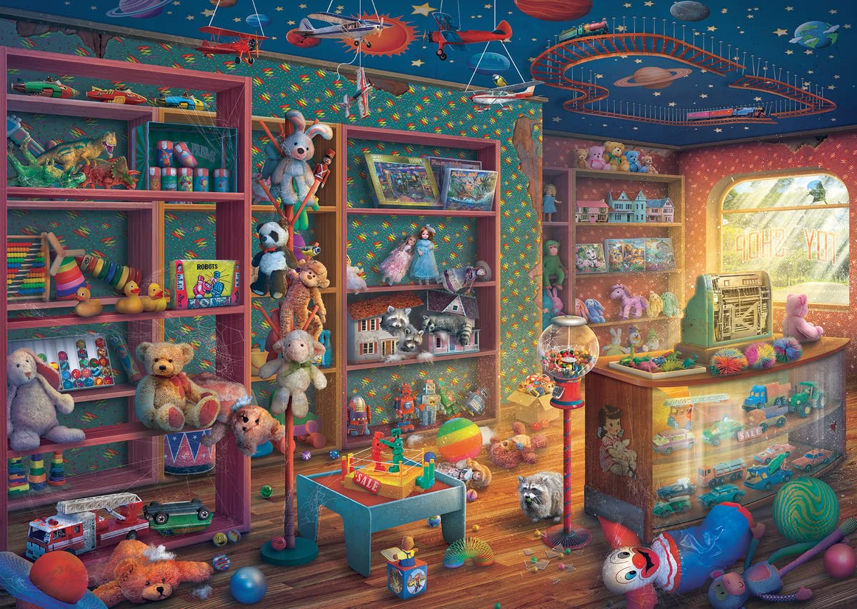 Ravensburger Tattered Toy Store puzzle cover scene, ideal for immersive solo or group puzzling.