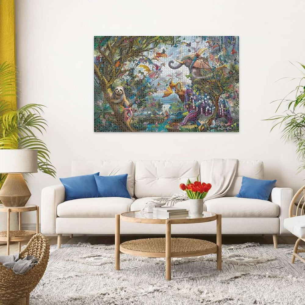 Ravensburger Tropical Dragons 4000-piece puzzle pieces demonstrating precise fit with Softclick technology