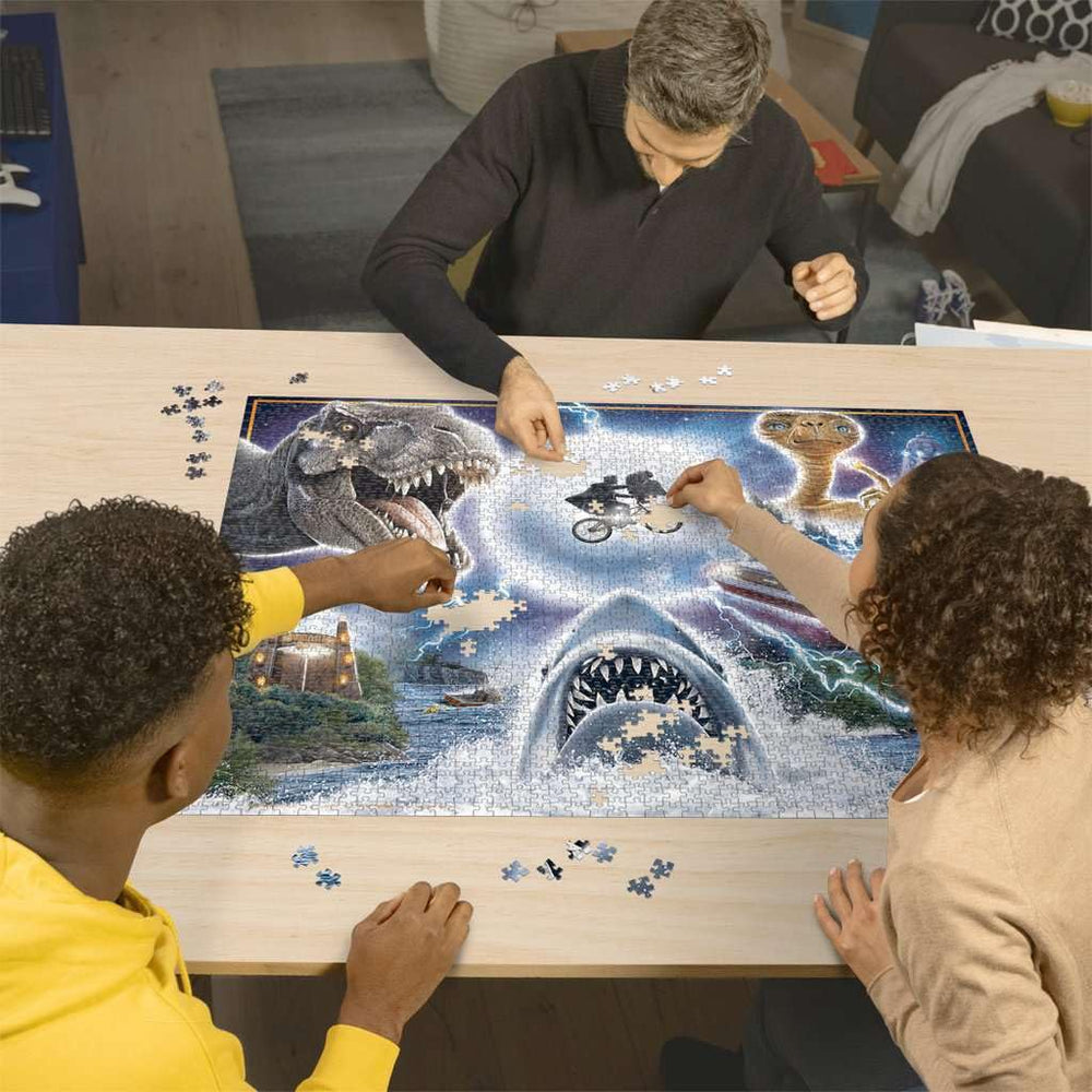 Ravensburger Universal Amblin Jaws scene puzzle offers nostalgic entertainment and cognitive engagement.