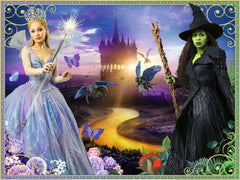 Ravensburger Wicked Movie Part 2 puzzle pieces closeup, showcasing premium interlocking quality.