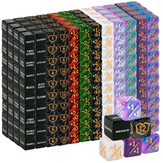 Ravonixis MTG keyword dice counters show Haste and Indestructible for quick combat tracking