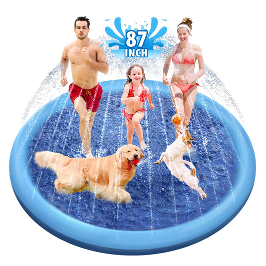 Raxurt dog splash pad 87in anti-slip surface for safe outdoor play.