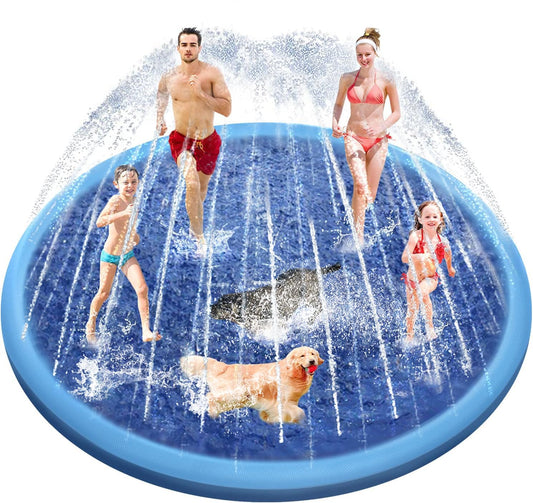 Raxurt Splash Pad 118in non-slip surface for safe family and pet play.
