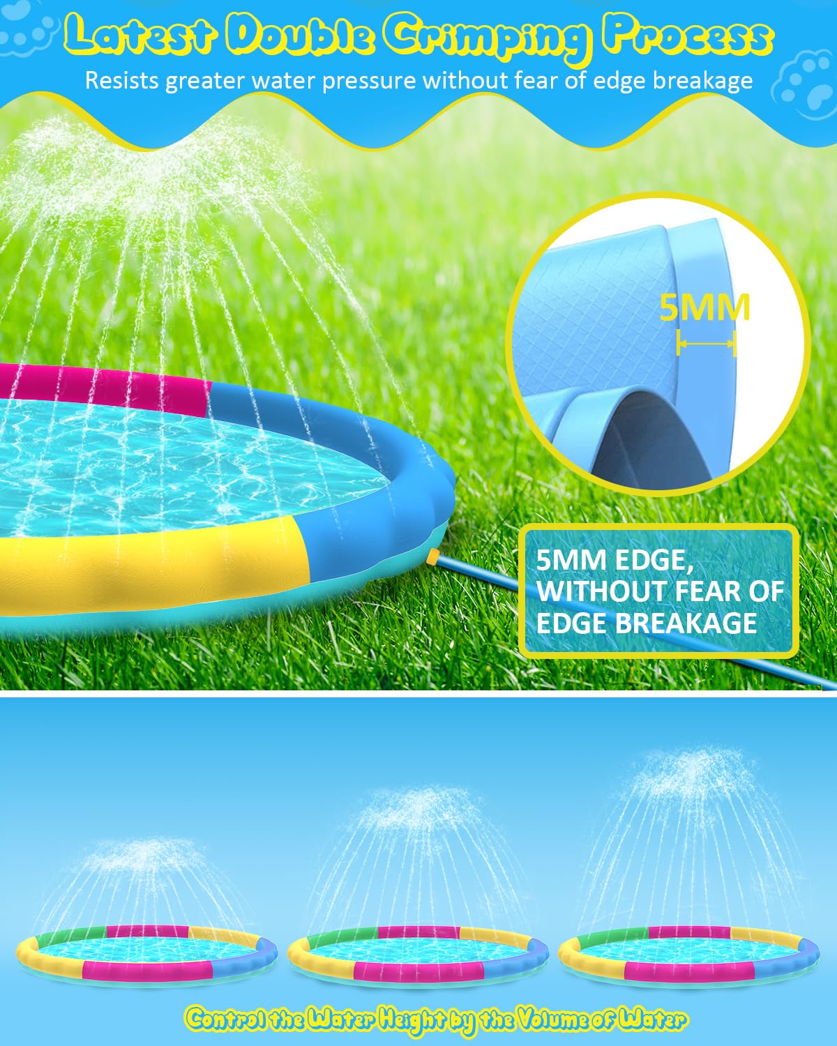 Raxurt Splash Pad bottom inlet design reduces pressure and leakage risk.