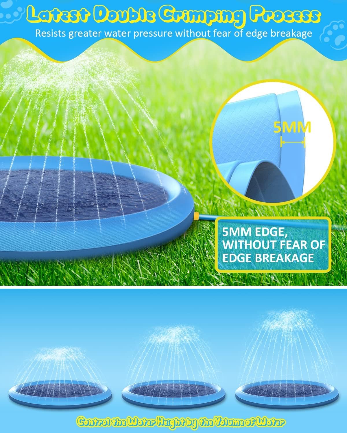 Raxurt Splash Pad foldable setup for portable, easy storage.