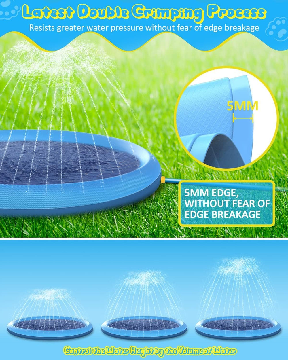 Raxurt Splash Pad foldable setup for portable, easy storage.