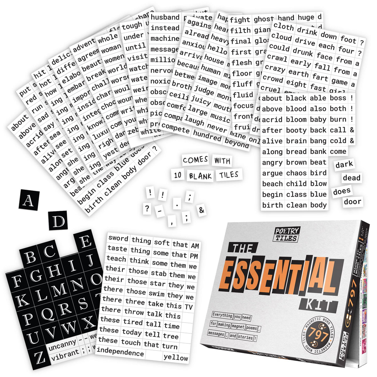 Rayliad essential kit 797 tiles on fridge for creative poetry ideas