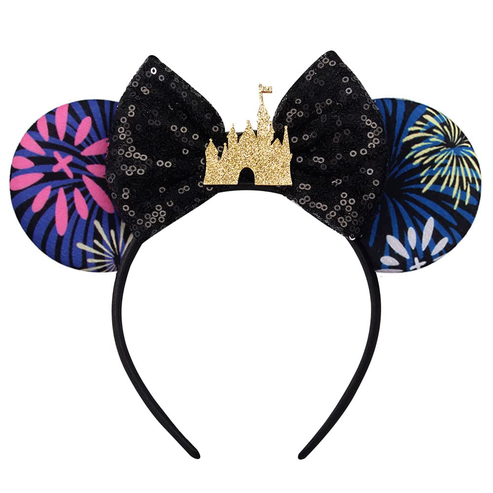 RAZKO Mouse Ears Headband Black Castle with satin headband for comfortable wear.