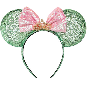 RAZKO mouse ears headband with sequin green ears for eye-catching party style