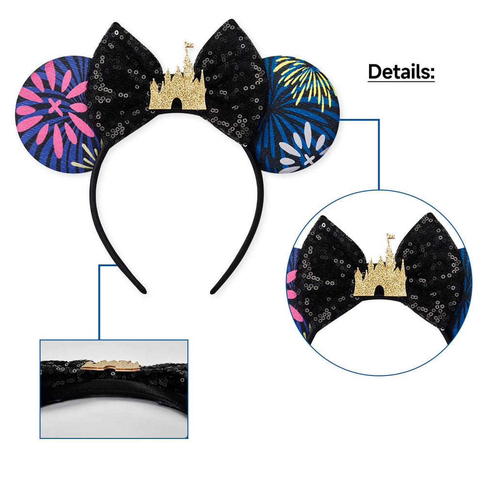 RAZKO sequin ears and bow headband adds sparkle for parties and cosplay.