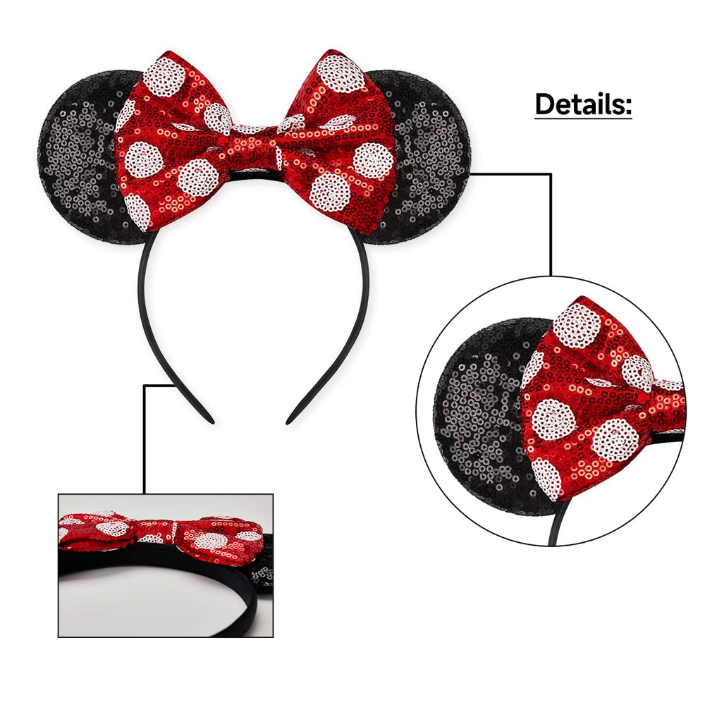 RAZKO sequin headband 5 inch bow detail captures bold color and charm
