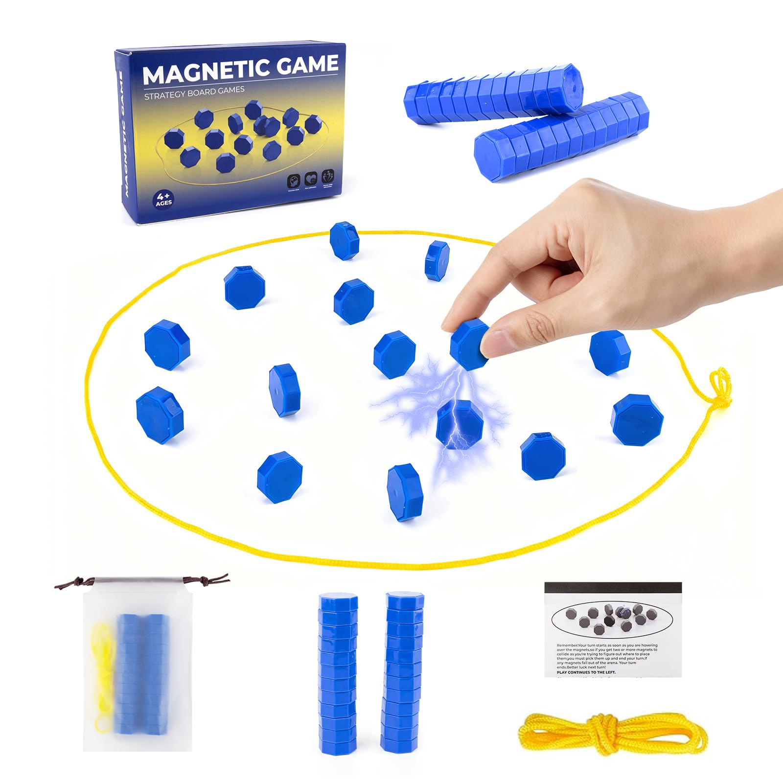 Rcoeuph magnetic chess set with 24 stones for secure play on the go