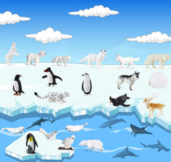 RCOMG 26-piece arctic animals set for classroom learning and crafts.