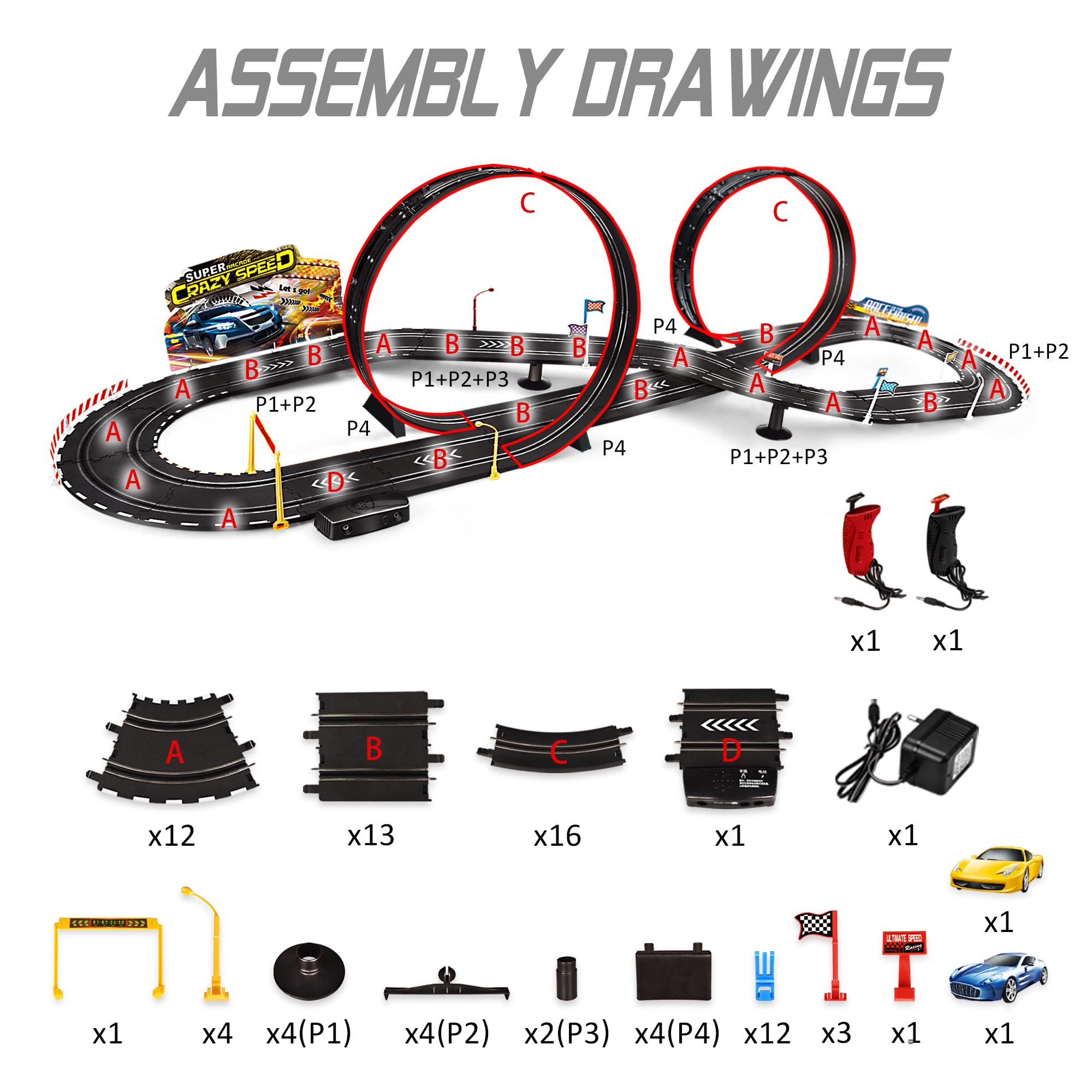 Rcovasc loop and fly-over section shows sturdy construction for durable play.