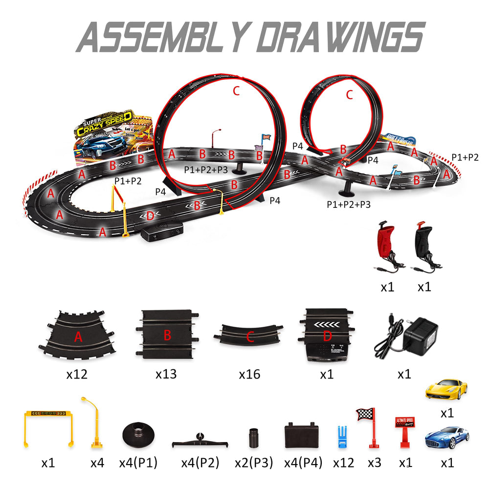 Rcovasc loop and fly-over section shows sturdy construction for durable play.